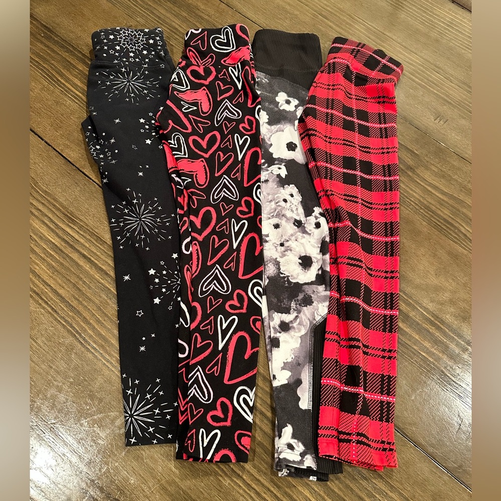 Justice Kids Leggings Set - Black, Red, White Designs